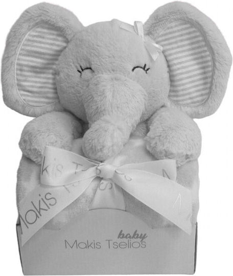 Makis Tselios Home Decke Wickeltücher für Kinderzimmer Gray mit Tierchen Elephant Grey 80x110cm