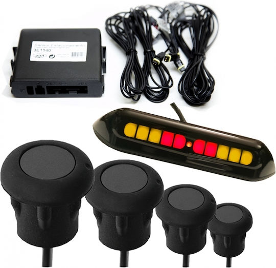 DGA Car Parking System Front Wheel with Screen / Buzzer and 4 Sensors in Black Color