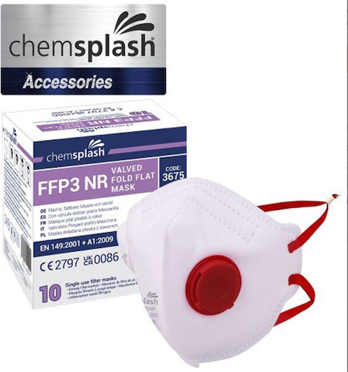 Chemsplash Μάσκα Προστασίας Υφασμάτινη FFP3 με Βαλβίδα Λευκή 1τμχ