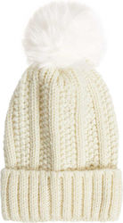 Celestino Pom Pom Beanie Frauen Beanie Gestrickt in Ecru Farbe