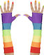 Accessoires Satin Fingerlose Handschuhe Regenbogen 33cm