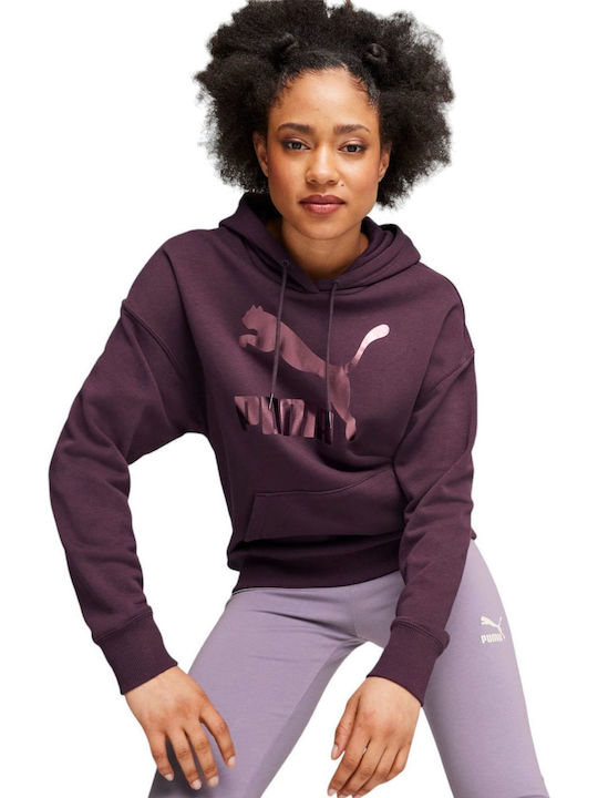 PUMA Classics Φούτερ Μωβ με Κουκούλα