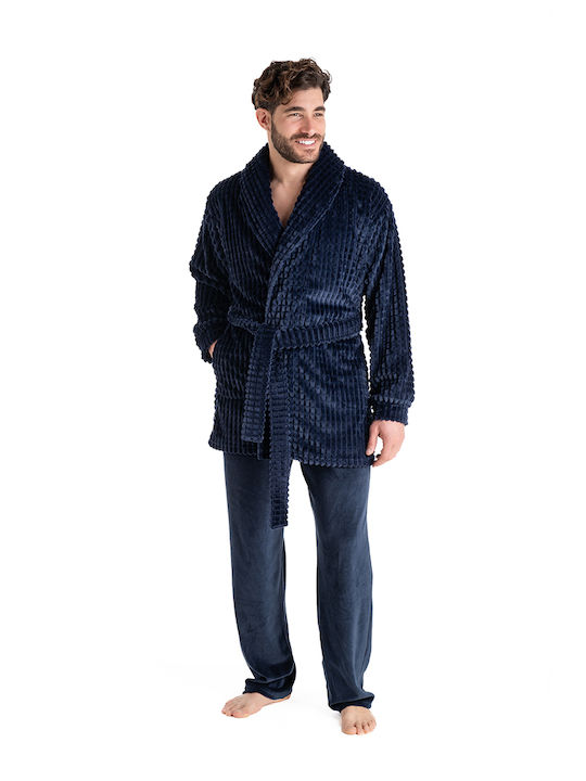 Rachel Men's Winter Pajama Robe Blue