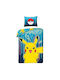 Pokemon Pikachu Σετ Παιδική Παπλωματοθήκη Μονή με Μαξιλαροθήκη Βαμβακερή Πολύχρωμη 140x200εκ.
