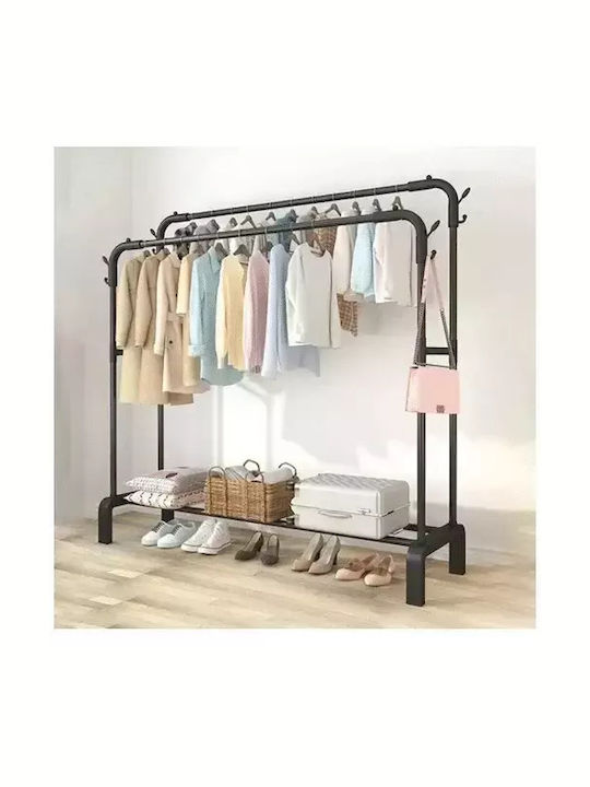 Floor Garment Rack made of Metal Black 143x42x96cm