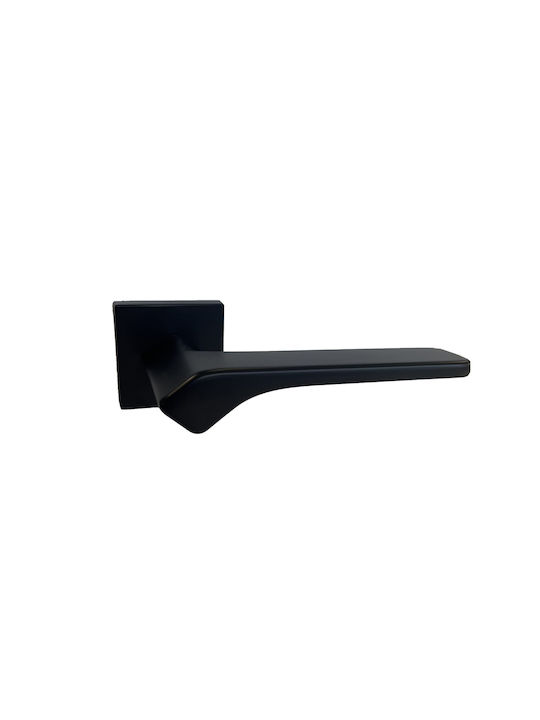 Deco Ceramica Πόμολο Μεσόπορτας με Ροζέτα Ζεύγος με Επιστόμιο Μαύρο Ματ