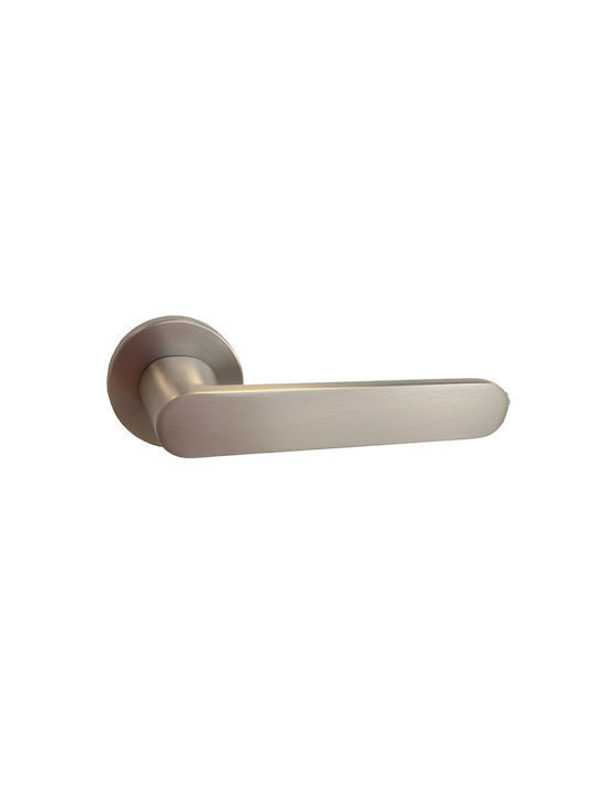 Deco Ceramica Lever Middle Door with Rosette Pair with Rosette Nickel Matte