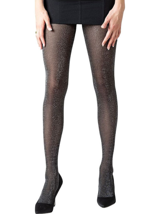 Women's Pantyhose Opaque 20 Den Black with Print