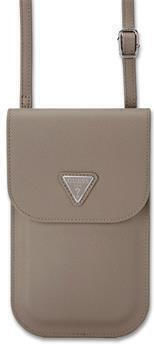 Guess Pu Grained Triangle Logo Phone Bag Brown