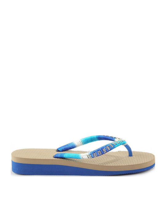 Fshoes Women's Flip Flops Blue