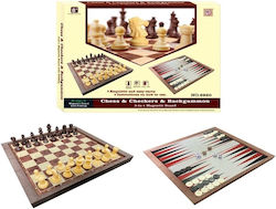 Wooden Chess Backgammon Checkers #005.6920