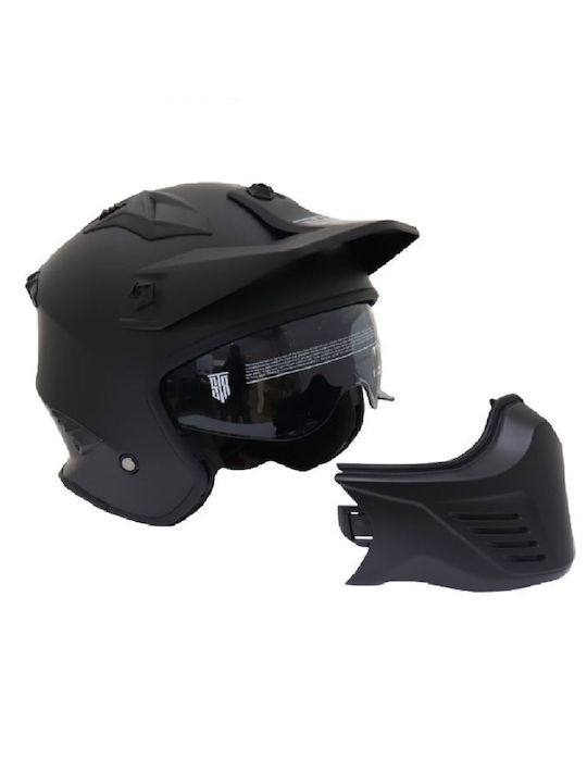 STR Eagle Black Matt Motorradhelm Modular ECE 22.06 mit Sonnenblende