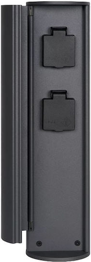 Lucide Lightning Doppelsteckdose Wasserdicht Bodensteckdose mit Deckel Grau