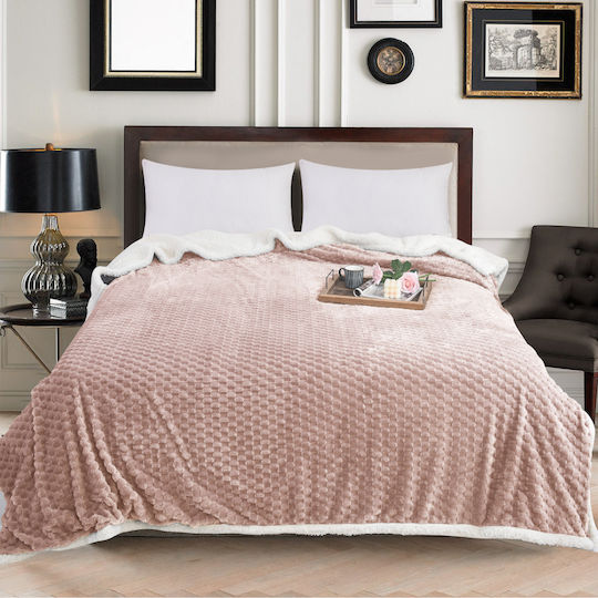 My Home Luxury Sherpa Blanket Double 220x240cm Beige