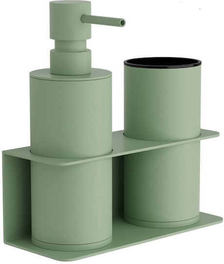 Pam & Co Set Montat Pe Perete De Accesorii Pentru Baie Metalic Verde