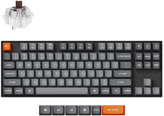 Keychron K8 Max K8M-B3 Kabelloses Gaming-Technik Tastatur Tenkeyless mit Keychron Super Brown Schaltern und RGB-Beleuchtung (Englisch US)