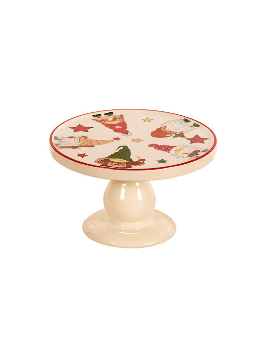 TnS Christmas Cake Stands Ceramic Beige L26xW26xD12cm.