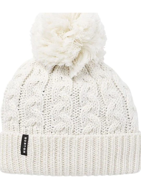Beanie Γυναικείος Fleece Σκούφος Πλεκτός σε Λευκό χρώμα