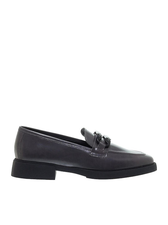Δερμάτινα Γυναικεία Loafers σε Γκρι Χρώμα