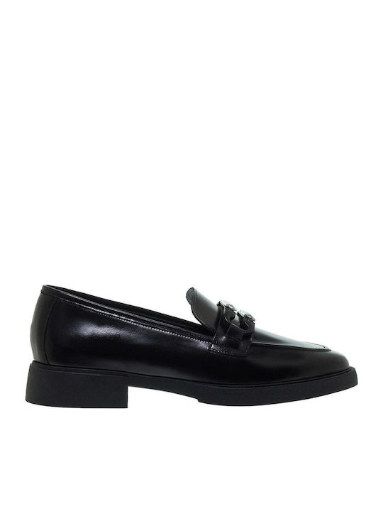 Mourtzi Δερμάτινα Γυναικεία Loafers σε Μαύρο Χρώμα