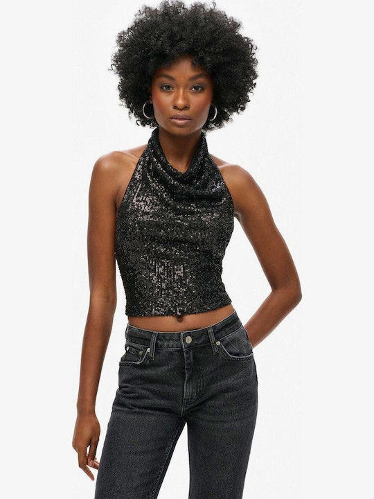 Women's Sleeveless Drape Top Black