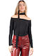 Damen Bluse mit 3/4 Ärmel Black Black