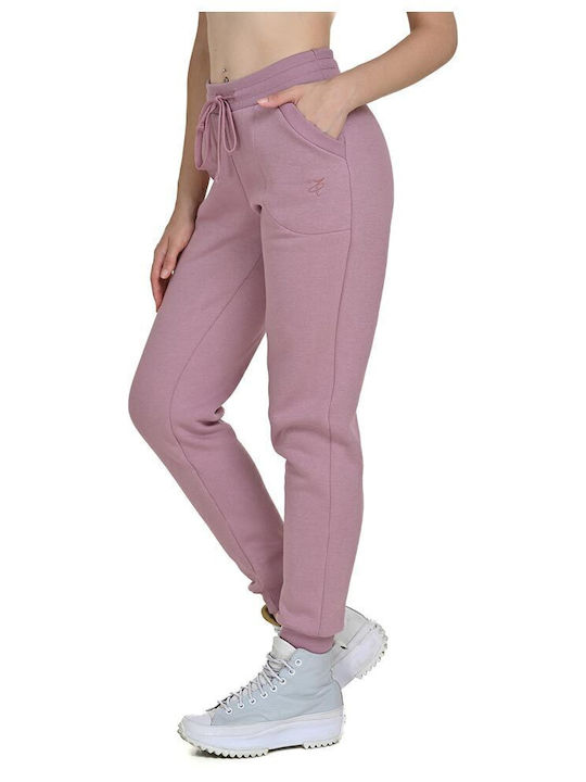 Παντελόνι Φόρμας με Λάστιχο Fleece Ροζ