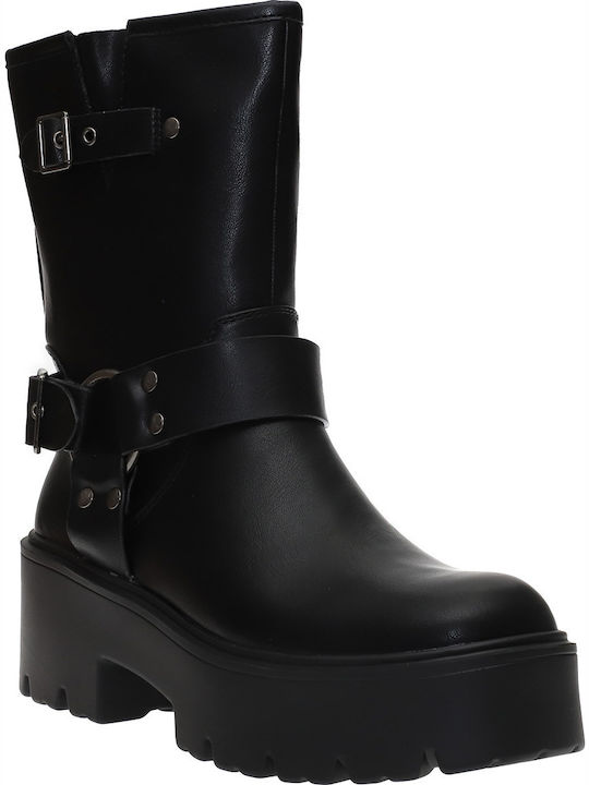 Women's Ankle Boots with Medium Heel Black