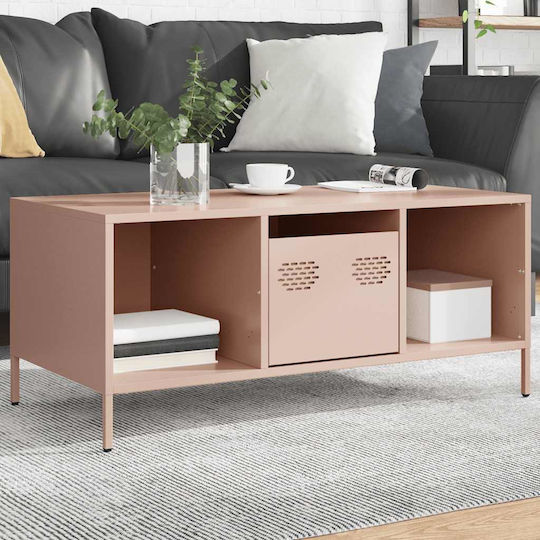 Rechteckiger Zentraler Kaffeetisch Aus Metall Rosa M101.5xL50xH43.5cm