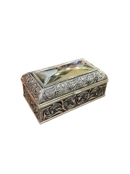 Silver-Plated Lacquered Jewelry Box 13x8.2