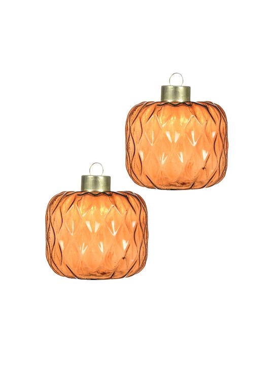 Hängendes Ornament Glas Orange 7.8x8.6cm Set 2Stück