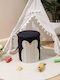 Heinner Kinder Aufbewahrungskorb aus Stoff Pinguin Schwarz 28x28x34cm 1Stück