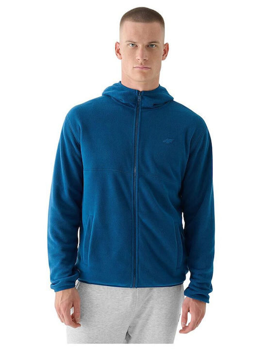 4F Men's Fleece Jacket with Hood Blue
