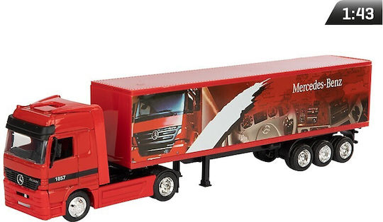 CarMotion Mercedes Truck With Trailer Metal Modeling Figure Truck Red in Scale 1:43 36.5x9x6cm.