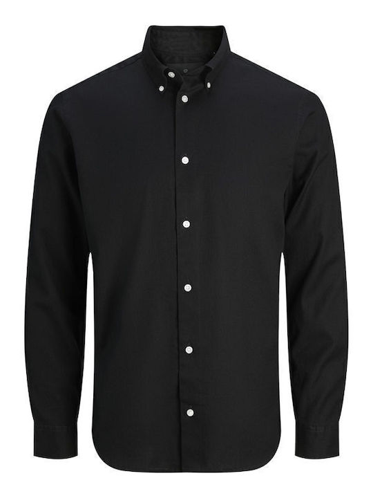 Jack & Jones Μακρυμάνικo Βαμβακερό Πουκάμισο Μαύρο