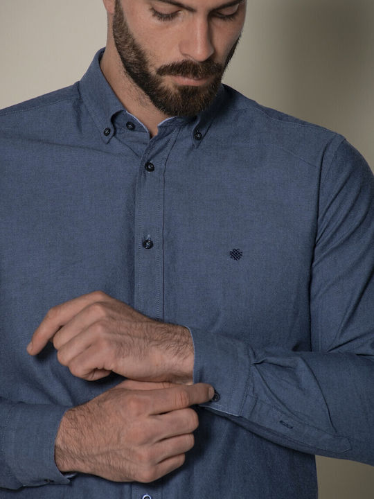 Dors Long-sleeved Cotton Shirt Blue