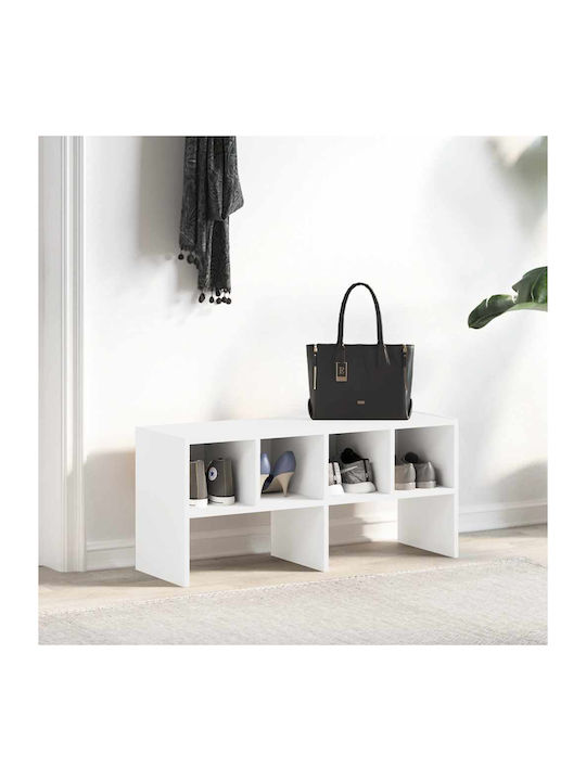 Entry Furniture with Shoe Rack & Wardrobe White 89.5x30x40cm