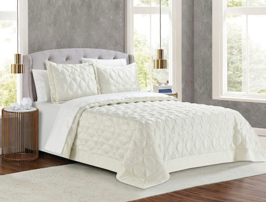 Liolios Home Monte Carlo Set Coverlet Queen Size Ivory 250x240cm 3pcs