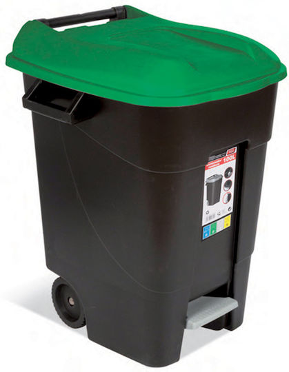 Tayg Plastic Wheeled Waste Bin 100lt with Pedal Gray