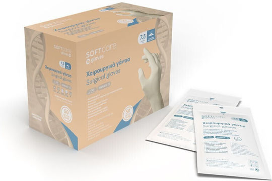 Soft Care Surgical Χειρουργικά Γάντια Λάτεξ Με Πούδρα σε Λευκό Χρώμα 2τμχ