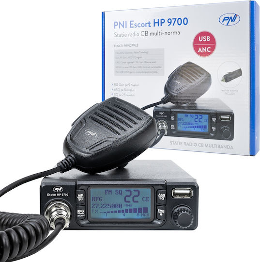 CB-Funkgerät PNI Escort HP 9700 12/24V USB ANC ASQ inklusive Zigarettenanzünderbuchse