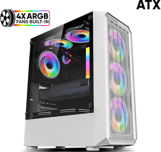 Armaggeddon Tritron Pro 100 Gaming Middle Tower Carcasă Calculator cu Fereastră Laterală Alb