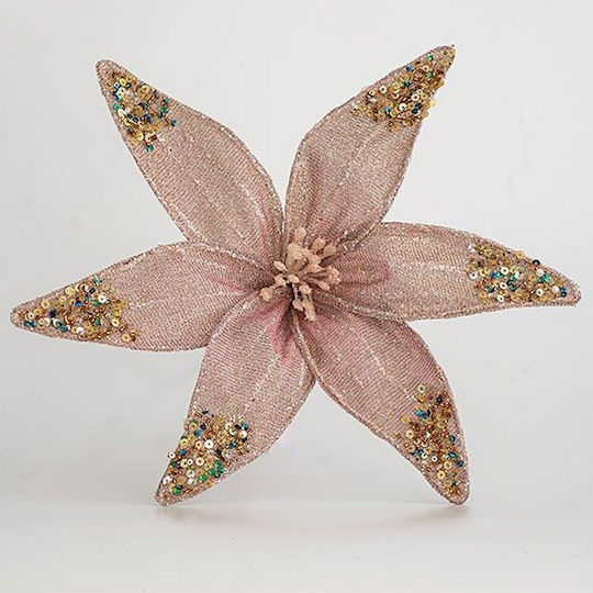Eurolamp Crăciun Decorativ Textil Floare Lungime 30cm. Glitter