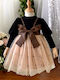 Kinderkleid Langärmelig Tüll Polka Dot Black/Brown