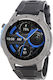3Guys Stainless Steel 50mm Smartwatch with Heart Rate Monitor (Grey Silicone Strap)