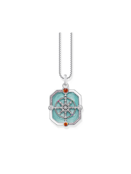 Thomas Sabo Colier Din Argint Cu Zircon Albastru
