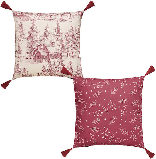 Kentia Christmas Decorative Square Pillowcase Red 50x50cm 2pcs