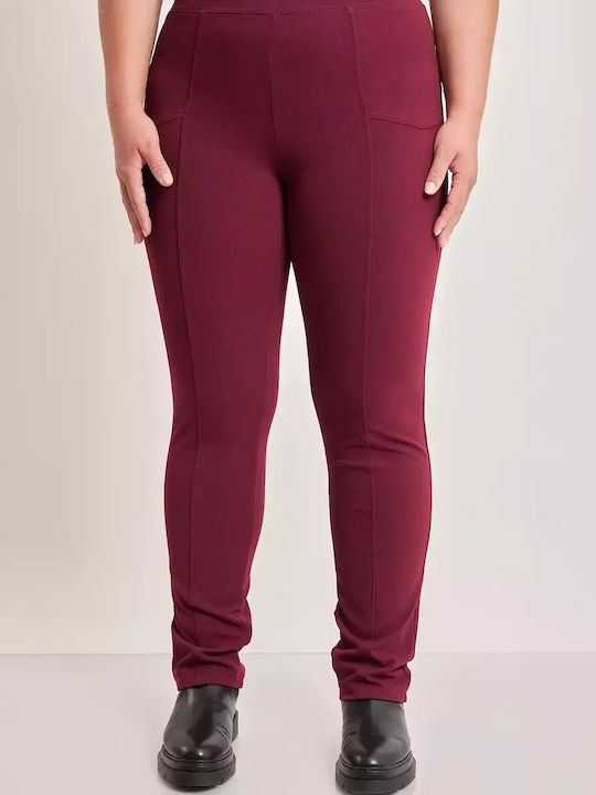 Dina Women's Fabric Trousers Bordeaux