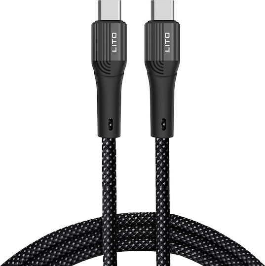 Lito Редовна USB 2.0 Кабел USB-C мъжки - USB-C мъжки 60W Черен 1м