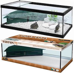 Aquatlantis Aquaterrarium Tortum Reptilienterrarium Schwarz mit Gerätefilter und Plattformzubehör